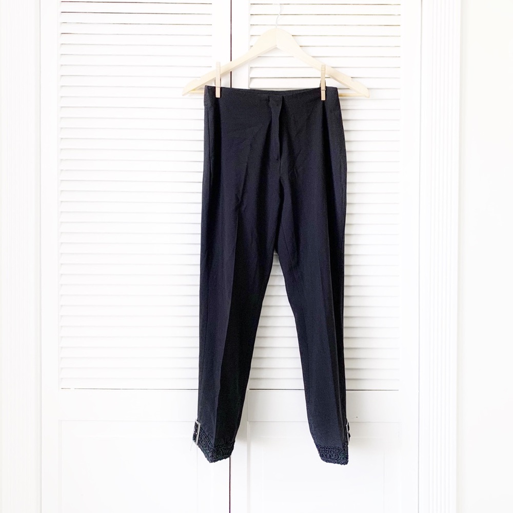 Miss Tic Braided Buckle Hem Cropped Trousers NWOT